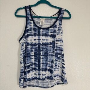 Lucky Brand Tie Dye Tank Top Women M Blue White Sleeveless Casual‎ Summer